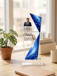 1pc Customize Personalized Acrylic Award Plaque,Custom Photo And Text, Custom Corporate Recognition Trophy,Employee Award Plaque,Retirement Or Appreciation Gift For Staff & Manag - Multicolor - View 5