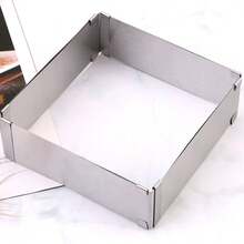 Brodark 可调节方形慕斯模具，二合一可扩展模具，一盒可解锁15x15厘米至28x28厘米多种尺寸，专业方形蛋糕和甜点制作器 - 銀色 - 查看 4