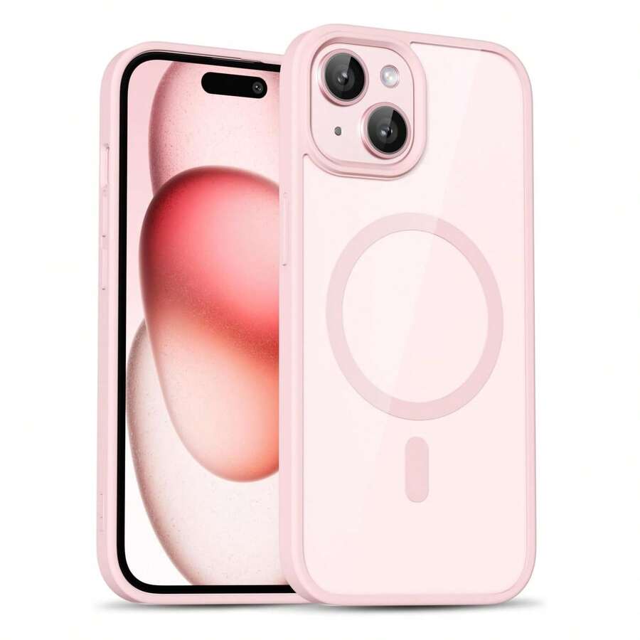 Ốp lưng trong suốt có nam châm cho iPhone 15 14 13 12 11, siêu mỏng, chất liệu silicon mềm và acrylic cứng, mặt lưng trong suốt, độ trong suốt cao, phù hợp với XR, XS, Max, 7, 8 Plus và 17 Pro Max. - Hồng - Xem 1