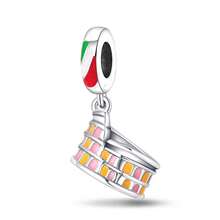 1pc S925 Sterling Silver Travel Landmark Pendant Bead, Multi-Country Architecture, Suitcase, Camel Carousel Colorful Enamel Rhinestone Style, Recreating Characteristic Scenery Of Various Countries, Comes With Gift Box, Suitable For Bracelet Necklace, Ideal For Handmade DIY Beading And Travel Souvenir Gift - Multicolor - View 16