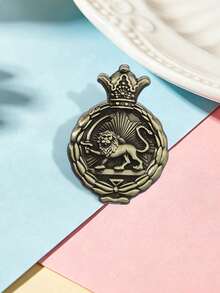 Retro Vintage Lion & Sun Enamel Pin Royal Style Lion Holding Sword Radiant Sun Crown Metal Brooch Lapel Bag Badge Jewelry Gift - Multicolor - View 4