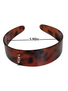 1 chiếc băng đô cài tóc kiểu Pháp cổ điển, bản rộng, chất liệu acetate màu hổ phách, họa tiết da báo, chống trượt, có răng cưa, bề mặt mịn bóng, dày dặn, không làm kẹp tóc, phụ kiện tóc dành cho nữ. - Nhiều màu - Xem 3