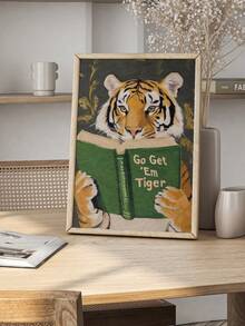 1件裝 Go Get Em Tiger 海報 虎圖案閱讀印花圖畫 鼠首讀書藝術繪畫 動物牆面藝術 趣味牆面裝飾 勵志牆面藝術品 客廳牆面裝飾 無框 - 卡通 - 查看 6