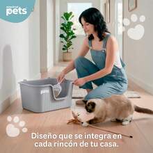 ESQUIMAL Cat Litter Box With Scoop, High Walls (Gray, Large) - 灰色的 - 查看 5