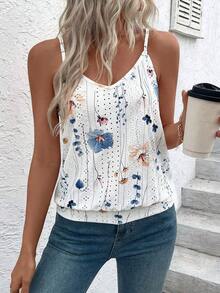Camiseta de mujer con estampado floral, textura y diseño calado - Blanco 3 - Ver 5