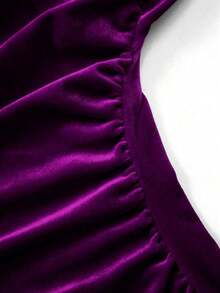 Vestido con cuello de halter y bajo de cola de sirena para mujer, vestido elegante sin espalda con pliegues sin mangas y ajuste ceñido color rosa intenso liso para fiestas y salidas nocturnas, vestido largo de mujer para primavera/verano - Morado - Ver 3