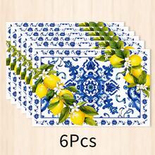 1pc Lemon Striped Linen Placemat, Breakfast Mat, Coffee Coaster, Bowl Pad, Kitchen Accessory, Easy To Clean Dining Mat, Suitable For Home, Restaurant, Dining Decor, Holiday Gift, Gift For Friends, Multi-Piece Set - Multicolor - View 18