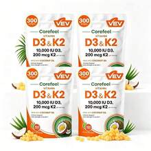 Vitamin D3 & K2 Softgels – 2-In-1 Supplement With Coconut Oil, 300 Softgels, Daily Capsules - 1320g - View 12