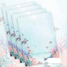 10/20/30pcs Watercolor Underwater World Writing Paper, Sea Turtle Marine Life Themed Writing Paper,Suitable For Journaling, Pen Pal Letters, DIY Craft Projects - Ocean - View 4