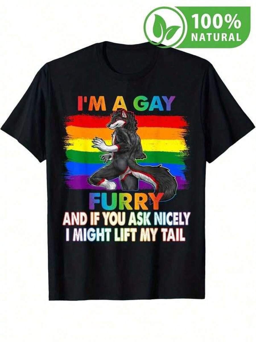 Camisetas Para Mujer AlgodónCamiseta Negra con Diseño Celebración Orgullosa Furry para la Comunidad LGBT con Colores del Arcoíris Ideal para Eventos de Inclusión Moda Alternativa Estilo Único Ropa Casual Juvenil Regalo para Amigos Inclusivos y Diversos Estampado Creativo alta calidad Algodón Suave mundial 2026 - Negro - Ver 1