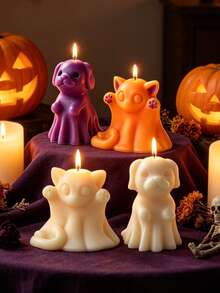 Khuôn nến hình ma, mèo, chó dành cho Halloween, khuôn silicon hình động vật dễ thương và kỳ lạ để tự làm nến. - Khuôn silicon hình chú cún ma - Xem 3