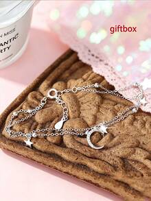 1pc S925 Sterling Silver Luxury Shiny Moon & Star Pendant Adjustable Bracelet, Suitable For Girls And Girl For Multiple Occasions, High-Quality Birthday Party Or Graduation Gift - Stars and Moon - View 12