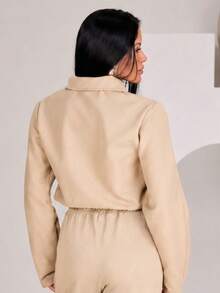 Bomber Jacket In Wool Fabric With Zipper Closure, Perfect For Winter, São João Festivities, Office, Evening, And Daytime Wear. Premium Fashion. - 米色 - 查看 4