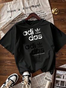 Casual And Sporty Short-Sleeved T-Shirt,  Short-Sleeved T-Shirt For Spring And Summer 2026, Made In Mexico, 180 Grams. Cartoon Print, Couple Design, Suitable For Indoor Or Outdoor Wear. Crew Neck, Unisex, Ideal For Office And Leisure. One-Piece Pack. - BK-P631577SLNDXZGY639 - 查看 1