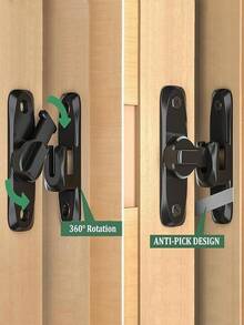 Adhesive Thickened Universal Card Lock, Bathroom Retro Anti-Theft Lock, 90/180 Degree Rotating Door Installation Bolt, Cabinet Sliding Latch Lock, No Drilling Required - Buckle - View 4