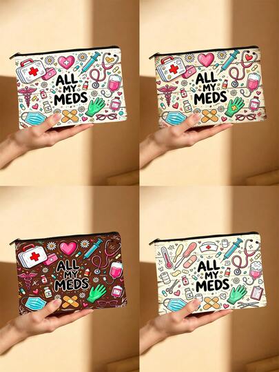 Túi đựng thuốc All My Meds, túi đựng thuốc in hình y tế dễ thương, túi đựng thuốc di động tiện dụng cho sử dụng hàng ngày và khi đi du lịch.