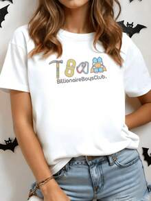 Colorful Symbols Representing Youthful Energy And Adventure With Rope And Backpack Shapes Evoking Freedom And Creativity. Modern, Comfortable, And Casual Women's T-Shirt For Everyday Wear. - 白色 - 查看 8