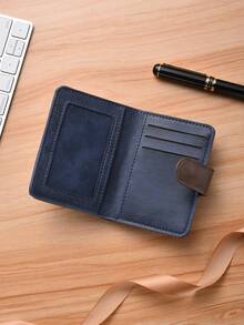 Neuer Retro Minimalistische Kartenhalter, Herren Großraum Multi-Kartenfächer Premium kompakte Bank- und Führerscheintasche - Blau - Übersicht 3