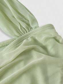 xhe X Belle Mariano  MOD Vestido sin mangas con pliegues asimétricos de estilo vintage para mujerxhe - Verde - Ver 4