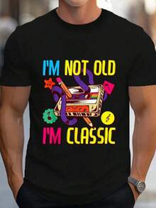 Camiseta 100% Algodón Estilo Años 90 para Hombre y Mujer, Disfraz Años 80, Camiseta Gráfica Casual con Estampado 'No Soy Viejo, Soy Clásico' - Negro - Ver 1
