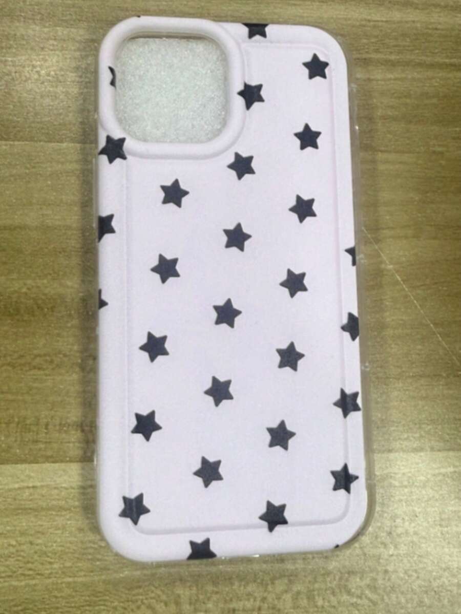 Minimalist Korean Style Black & Pink Star Phone Case For IPhone 17 Pro Max, Scratch-Resistant Transparent Soft Shell - Multicolor - View 1