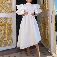 Women's Summer Dress, New Model, Double Ruffle Sleeve, Solid Color, Wide Full Skirt - White - View 14