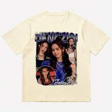 American Style Short Sleeve T-Shirt From The Fashion Brand For Men And Women, From The "Apocalypse" Concert Tour Of Heavyweight R&B Singer 240G, Deng Ziqi. - 白色 - 查看 8