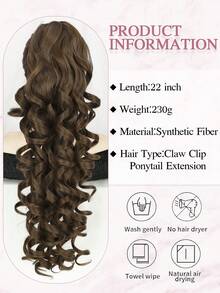 WIGGAGA 22 Inch Black/Brown/Gold Long Wavy Synthetic Hair Ponytail Extensions, Heat-Resistant Fiber, Suitable For Daily Use - Gold - View 2