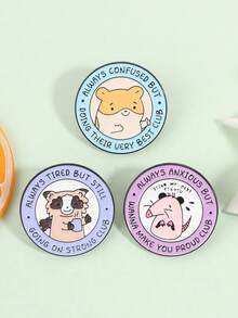 1 chiếc/bộ Ghim cài áo men hình gấu trúc, chuột hamster, thú có túi, câu lạc bộ tâm trạng động vật, trang sức hình động vật - Nhiều màu - Xem 3