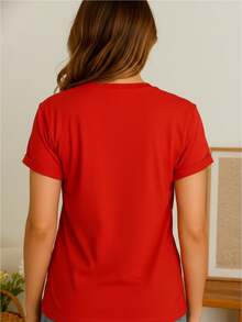 Nine Hearts Black - 100% T-Shirt - [紅色的] - 查看 3