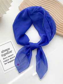 1pc New Women's Solid Color Chiffon Bandana & Square Scarf, Casual Breathable Neck Scarf With Hemmed Edge Design, Multi-Functional Hair Accessory, Headband, Hair Tie, Head Wrap, Clothing Accessory, Hair Hoop, Suitable For Abaya, Soft And Lightweight, For Spring, Summer, Autumn, Winter, Daily Wear And Travel - Multicolor - View 14