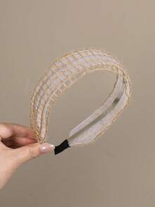 4/1pc Bohemian Linen Braided Headband, Hollow Out Wide Hair Hoop, Wasteland Style Beach Holiday Accessory For Women Hairband - Multicolor - View 2