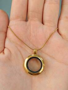 1 buah Kalung Liontin Foto Baja Titanium 18k, Liontin Kaca Baja Tahan Karat, Dapat Dibuka untuk Menyimpan Rambut Bayi/Foto, Kalung Kenangan - Kalung Liontin Kotak Foto - View 5