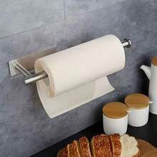1 pieza Soporte autoadhesivo negro para toallas de papel debajo del gabinete - Estante de toallas montado en la pared sin taladro, adecuado para cocina, baño, RV - Puede sostener toallas de papel, envoltura de plástico y toallas, estante de toallas de baño, accesorios de baño, estilo de moda, material duradero - Multicolor - Ver 9