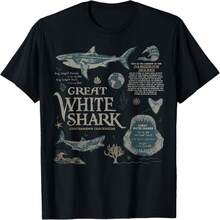 Wildlife Exploration Great White Shark Graphic T-Shirt - Negro - Ver 1