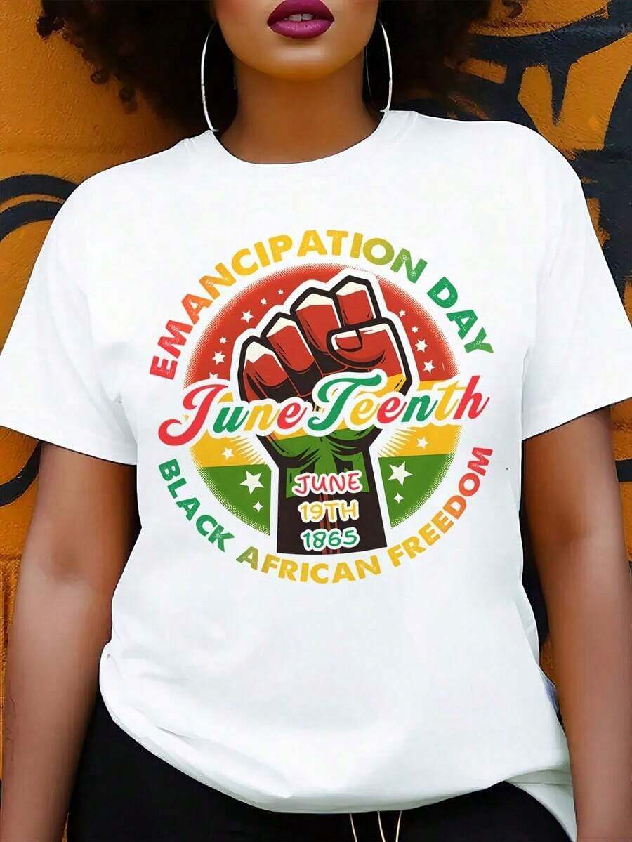 Día de la Emancipación 19 de junio de 1865 Camiseta con diseño del puño de la libertad de un africano negro para la celebración del Juneteenth y eventos culturales - Blanco - Ver 1