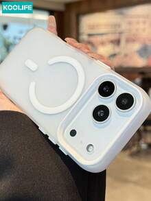 Ốp lưng điện thoại từ tính Koolife màu trắng trong suốt, 1 chiếc, chất liệu PC+TPU chống sốc, bề mặt mờ, viền camera lớn, tương thích với Apple 17/17pro/17promax/16/15 - trắng - Xem 5