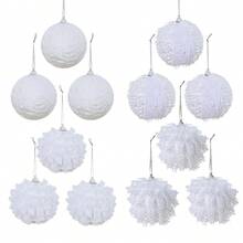 12pcs White Christmas Balls, 3.15 Inch Each, With Various Textures And Shapes, Essential For Holiday Decoration, Perfect For Christmas Tree, Holiday Party And Creating A Charming Atmosphere - 12pcs - View 2