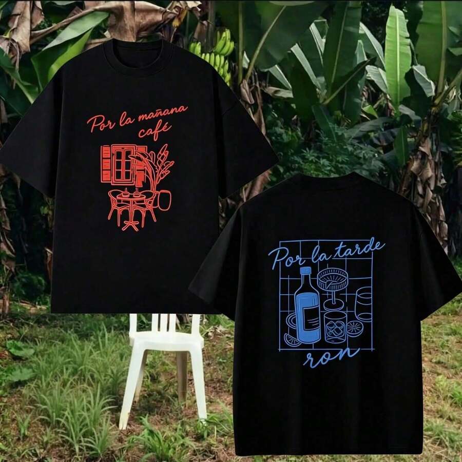 T-Shirt #2 DTMF Urban Stones Collection "Coffee In The Morning, Rum In The Afternoon" 100% Cotton Sizes S To 2XL Shipping To Mexico DE44 KDNE DFDT - 白色 - 查看 1