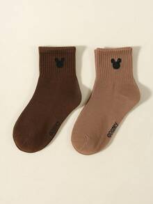 1/5 Pairs Disney Socks, Cute Cartoon Mouse Head Decor, Minimalist Fashion , Soft Breathable Moisture-Wicking Sports Socks, Versatile Casual Invisible Short Socks, Suitable For Students, Daily Wear, Gifts, Travel, Back To School, Random Color & Style - Multicolor - View 3