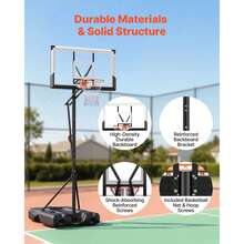 Portable Basketball Stand, 10 Ft Height Adjustment Basketball Hoop & Goal, Portable Basketballs Hoop With 54 Inch PC Backboard & Wheels For Kids, Teens, Adults In Driveways, Pools, Schools - 10 ft with 54 inch PC Backboard & Wheels - 查看 4