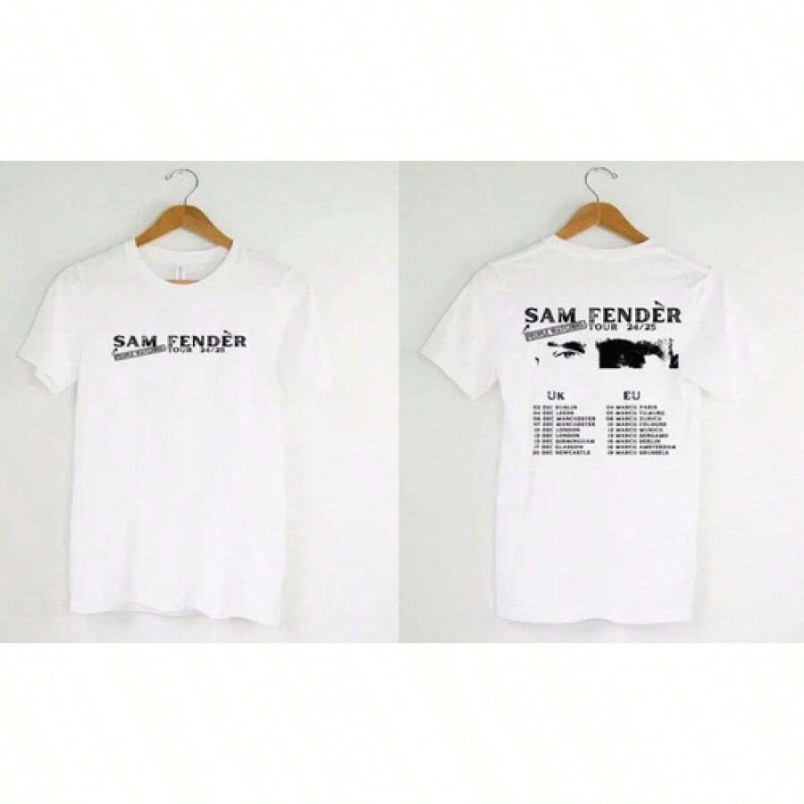 Unisex Sam Fender People Watching Tour Double Sided T Shirt Full Size S-5XL SS835 New Arrival Anime Clothes T Shirts For Men And Women Tops For Women, Family Matching Outfit Adult And Children's Sizes - trắng - Xem 1