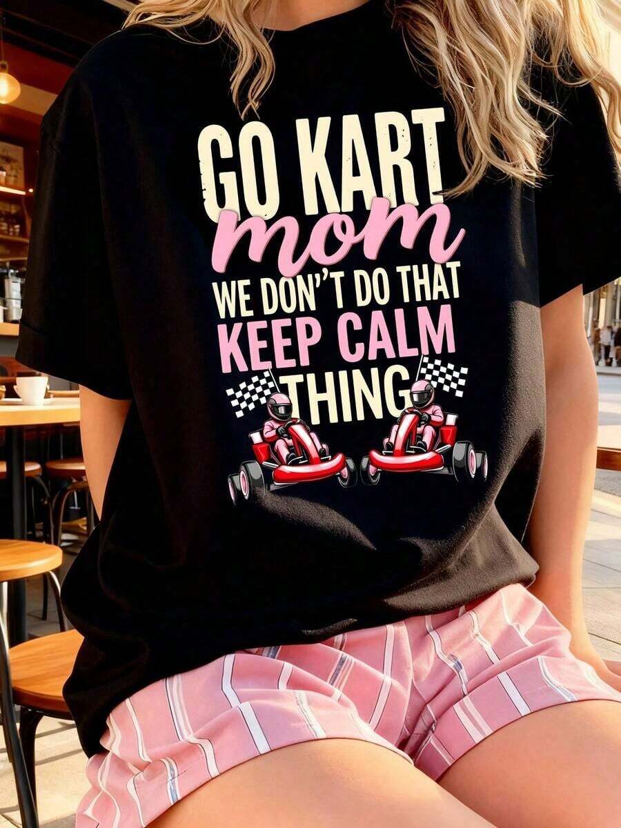 Camiseta para Mamá de Carreras de Go Kart - Transpirable y cómoda - Negro - Ver 1