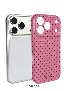 GIIPPA 1 Piece Pink Base With Burgundy Polka Dot Pattern Phone 17 Pro Max Case, Suitable For Phone 16 Pro Max, 15 Pro Max, 14 Pro Max, Korean Stylish And Interesting Phone Case, Compatible With 11/12/13/14/15/16 Pro Max Plus, Elegant Design Suitable For Both Men And Women, Ideal Gift For Girlfriend On Christmas, Valentine's Day, Easter, Wedding Season And Birthday - Burgundy - View 2