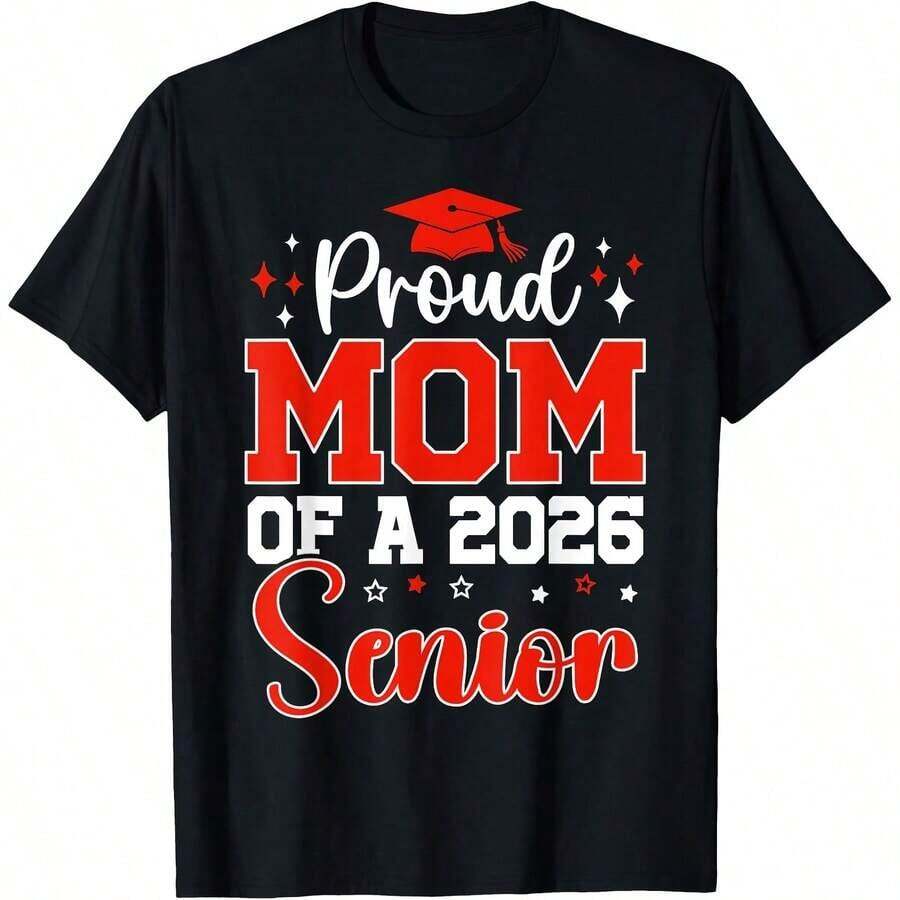 Camisetas Premium Casuales Unisex Lindas, Camiseta Familiar de Graduación "Super Orgullosa Tía de Graduado 2026", Ropa Cómoda para el Hogar, Moda Diaria, Camiseta para Fiestas, Estilo Unisex, Camiseta de Regalo, Tallas S - XXXXL, Negra - Negro 4 - Ver 1