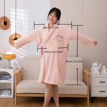 1pc Long Soft Comfortable Purple Bathrobe With Trim, Suitable For Home, Hotel, Spa, Swimming Pool, Gift - Multicolor - View 7