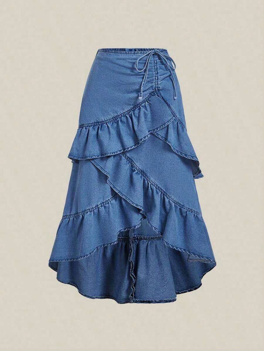 Women Denim Skirts - Blue - View 1
