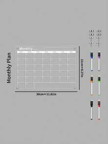 Magnetic Transparent Schedule Planner Board, Blank / Weekly / Monthly Plan, 3 Styles Available, Erasable Office & Home Memo Tool - Multicolor - View 13