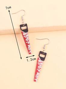 European And American Creative Design Halloween Funny Mirror Blood-Colored Knife Saw Acrylic Fashion Personalized Women's Earrings - Black - View 7