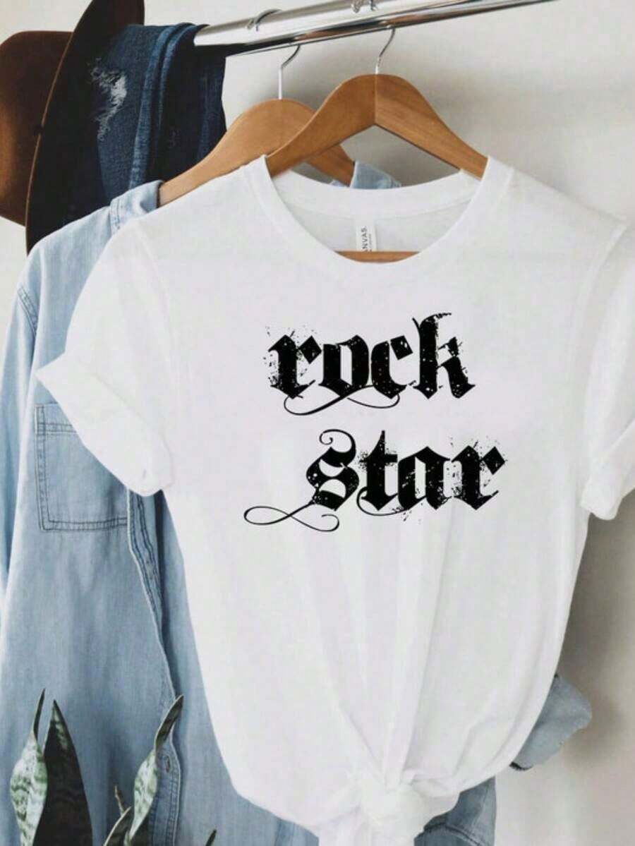 1 Vintage T-Shirt Inspired By Rock 'N' Roll Never Dies, Retro Boho Style, For Music Band, 180g, 100% Cotton. - 白色 4 - 查看 1